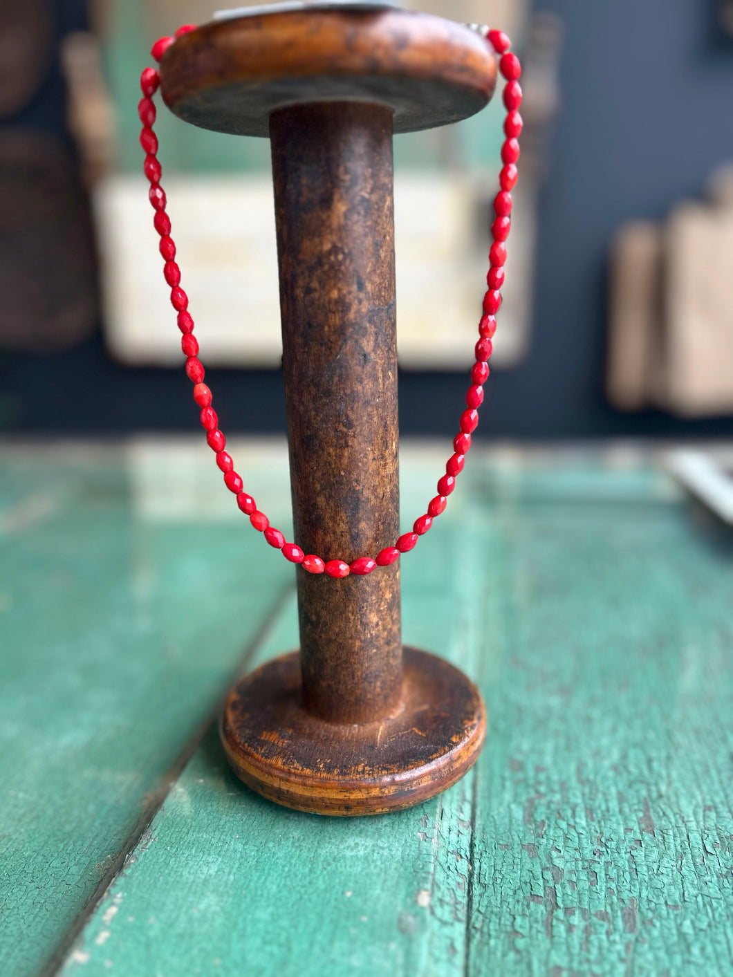 FACETED RED CORAL (18.5 INCH) NECKLACE